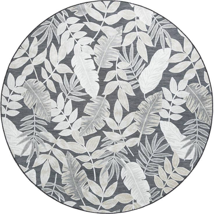 Detail image of 8' 2 x 8' 2 Easy-Clean Botanical Indoor / Outdoor Round Rug