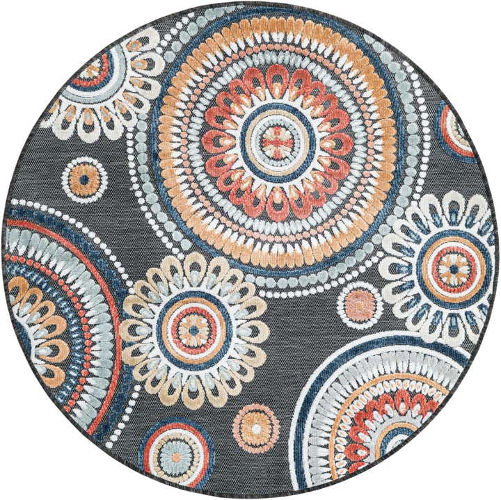 4' 5 x 4' 5 Easy-Clean Botanical Indoor / Outdoor Round Rug