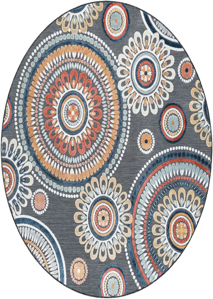 8' 2 x 8' 2 Easy-Clean Botanical Indoor / Outdoor Round Rug