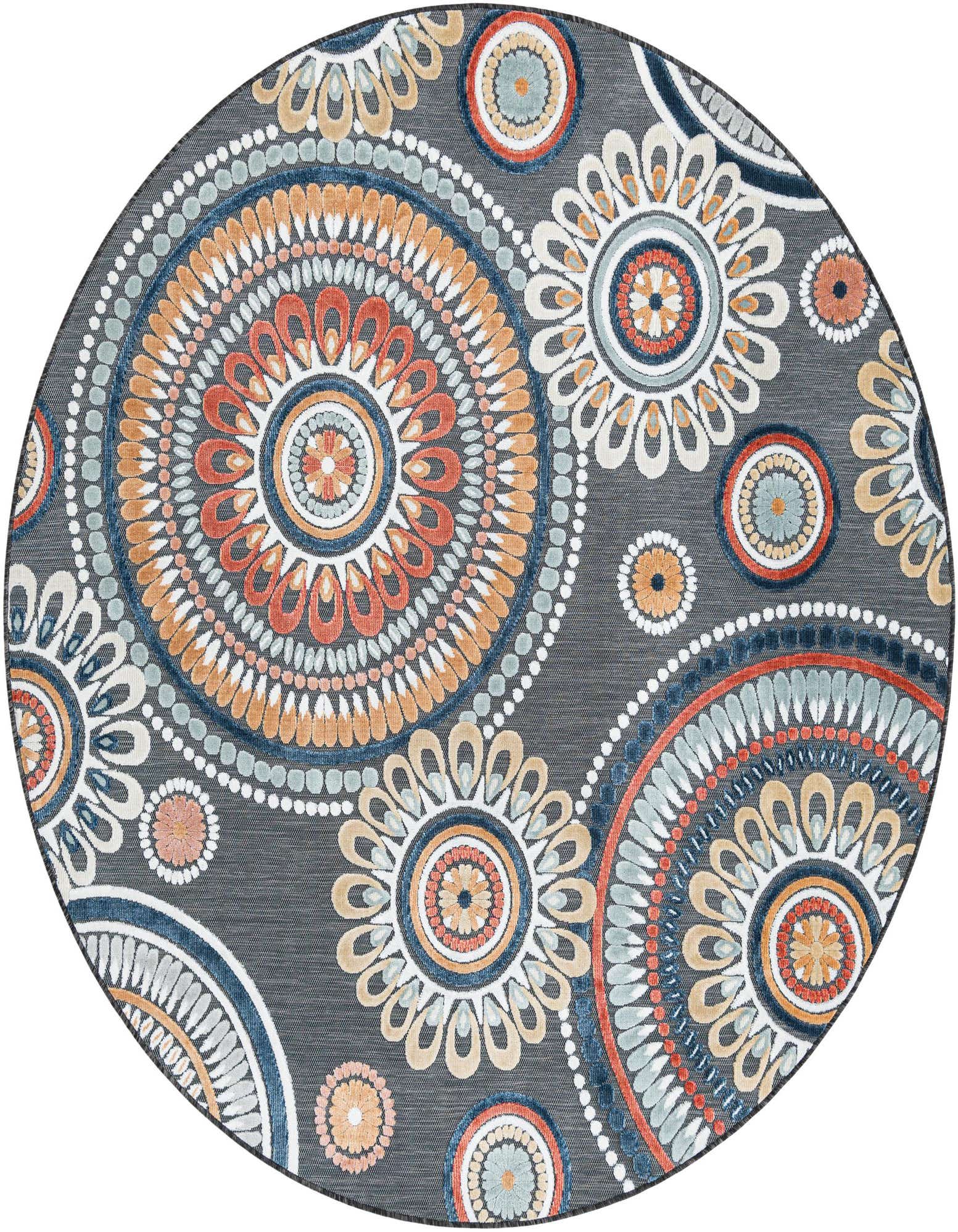8' 2 x 8' 2 Easy-Clean Botanical Indoor / Outdoor Round Rug