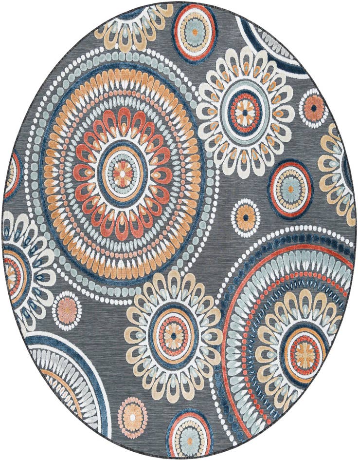 Detail image of 8' 2 x 8' 2 Easy-Clean Botanical Indoor / Outdoor Round Rug