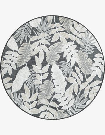 4' 5 x 4' 5 Easy-Clean Botanical Indoor / Outdoor Round Rug
