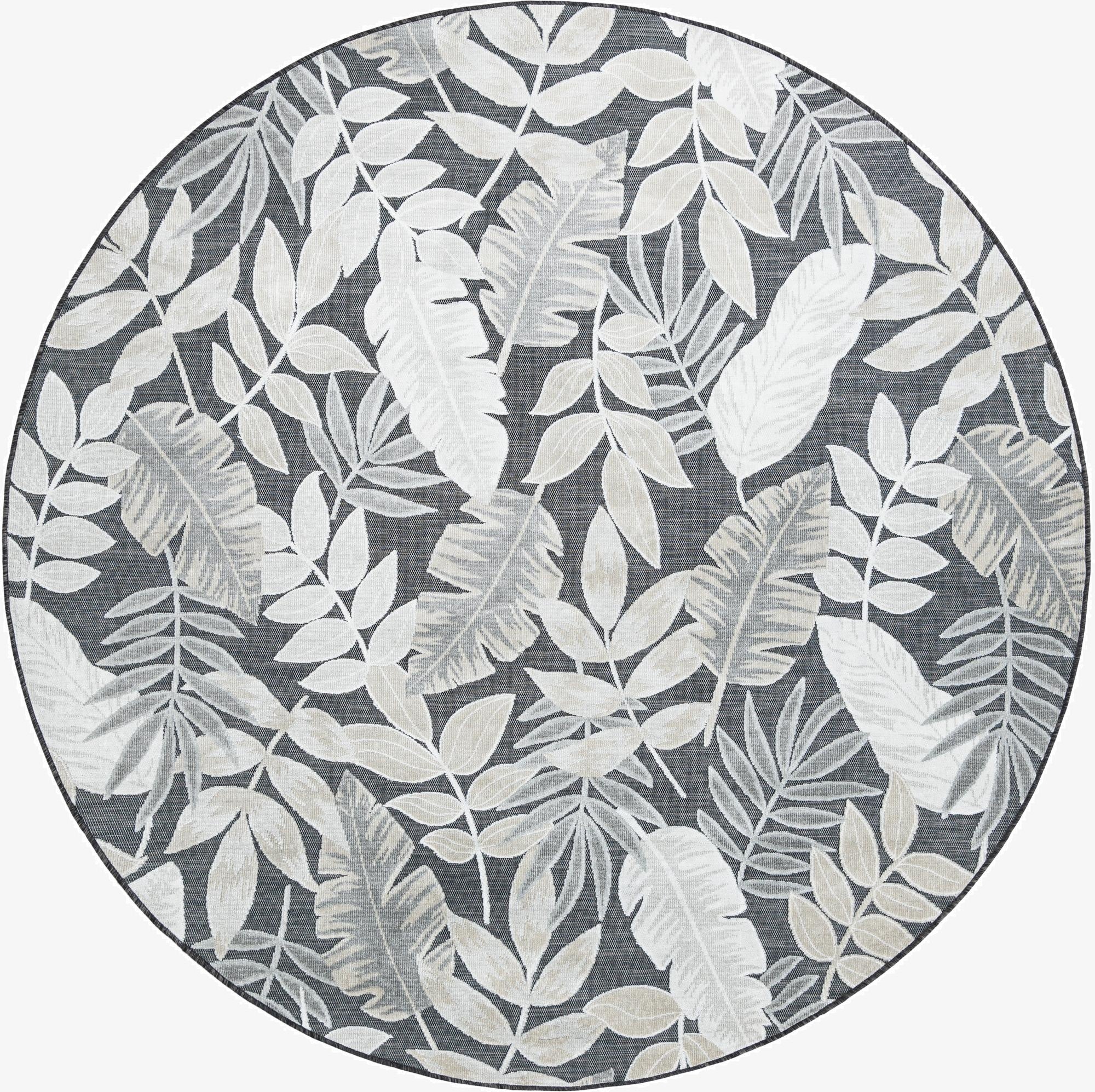 8' 2 x 8' 2  Washable Botanical Indoor / Outdoor Round Rug