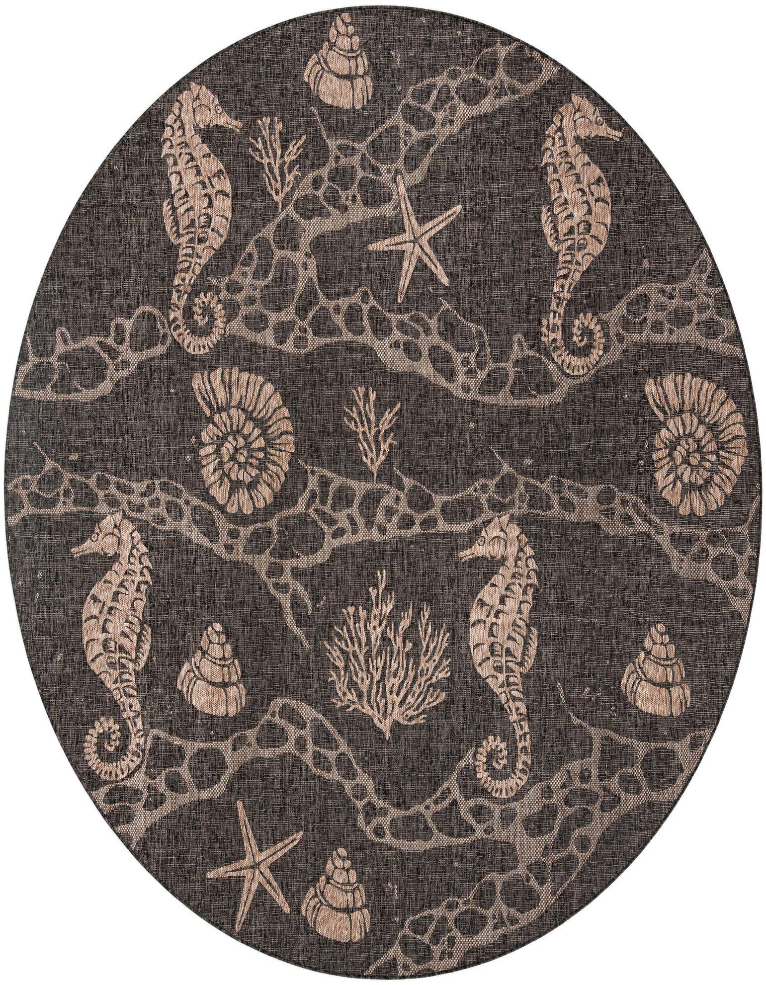 10' x 10' Easy-Clean Coastal Indoor / Outdoor Round Rug