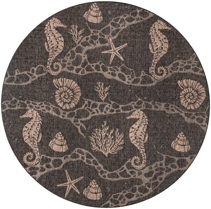Detail image of 10' x 10' Easy-Clean Coastal Indoor / Outdoor Round Rug