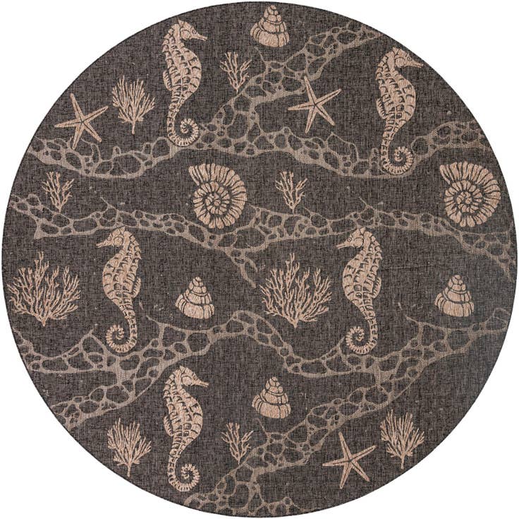 Detail image of 12' x 12' Easy-Clean Coastal Indoor / Outdoor Round Rug