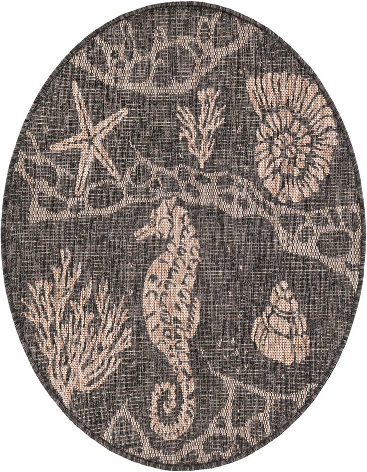 Detail image of 3' x 3' Easy-Clean Coastal Indoor / Outdoor Round Rug
