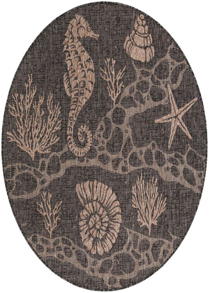 5' 3 x 5' 3 Easy-Clean Coastal Indoor / Outdoor Round Rug