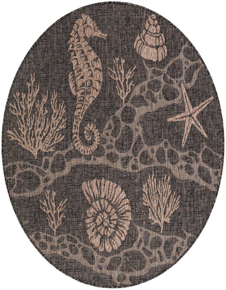 Detail image of 5' 3 x 5' 3 Easy-Clean Coastal Indoor / Outdoor Round Rug
