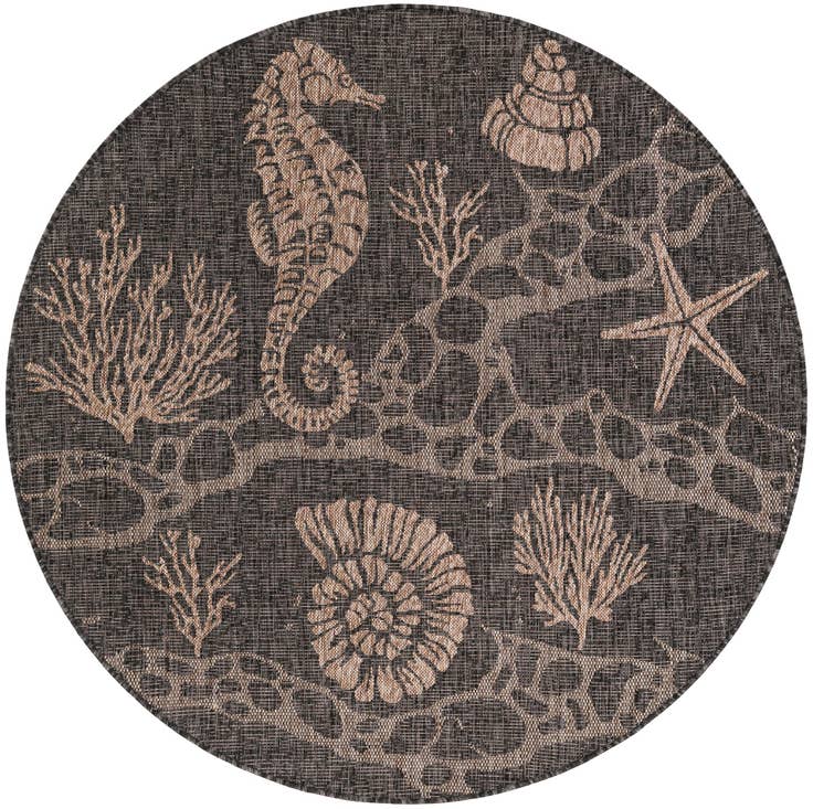 Detail image of 5' 3 x 5' 3 Easy-Clean Coastal Indoor / Outdoor Round Rug
