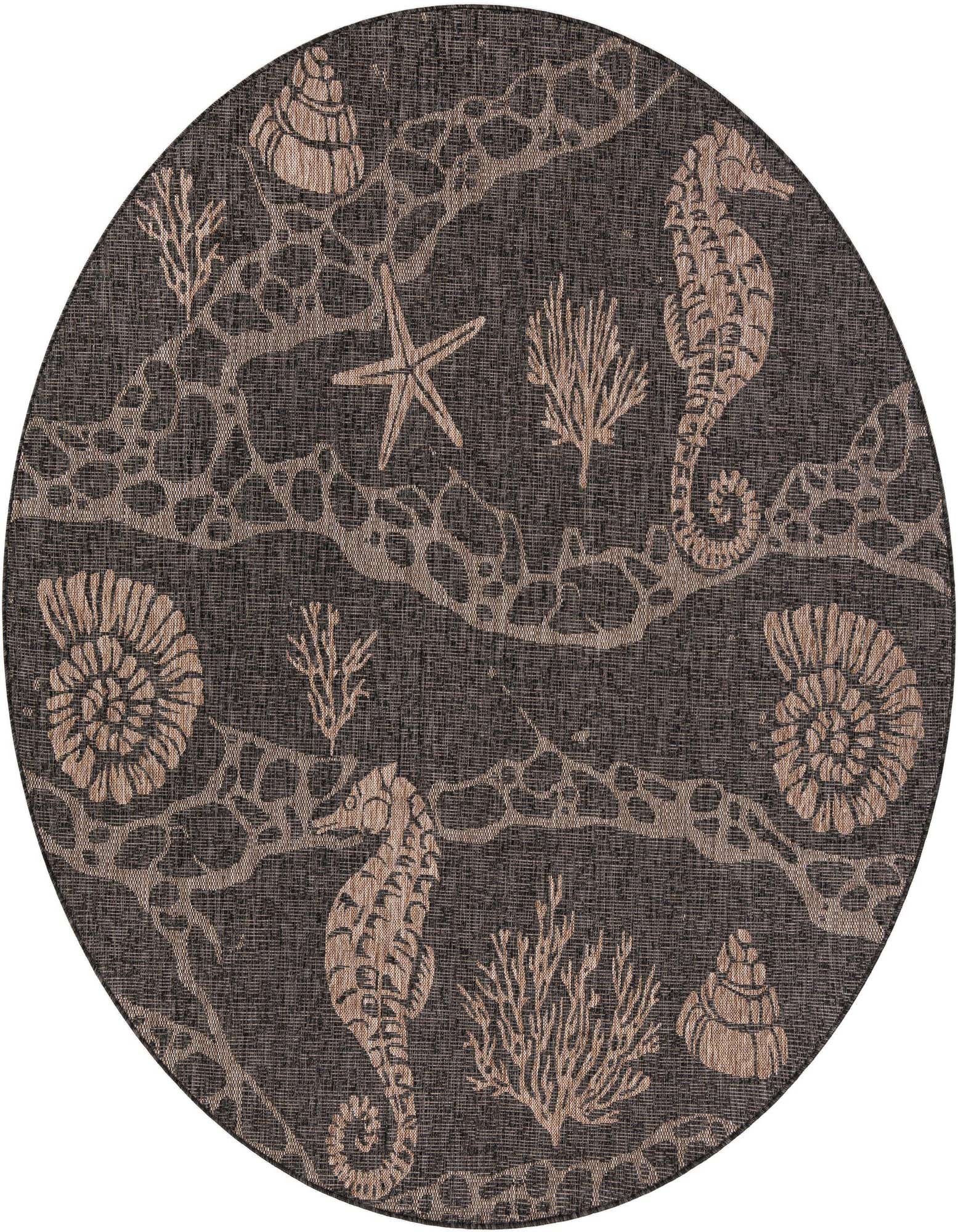7' 10 x 7' 10 Easy-Clean Coastal Indoor / Outdoor Round Rug