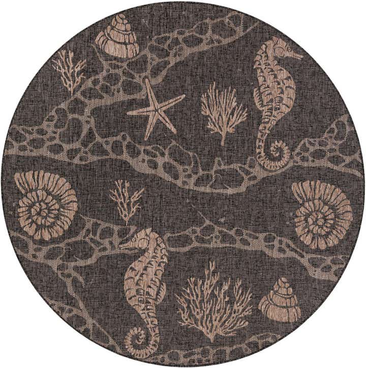 7' 10 x 7' 10 Easy-Clean Coastal Indoor / Outdoor Round Rug