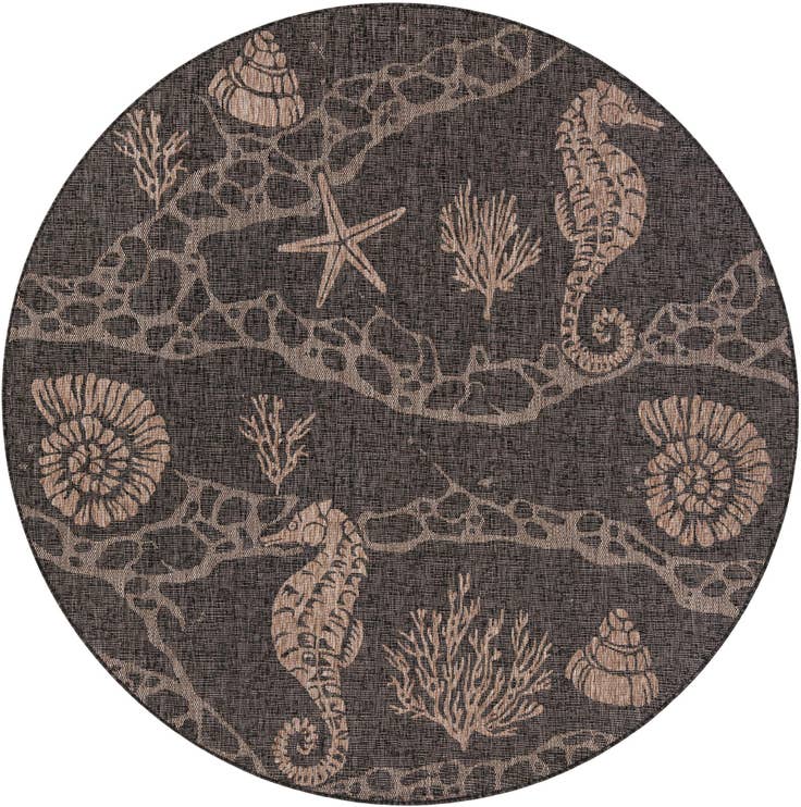 Detail image of 7' 10 x 7' 10 Easy-Clean Coastal Indoor / Outdoor Round Rug