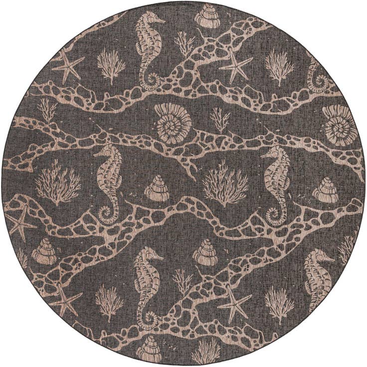 Detail image of 13' x 13' Easy-Clean Coastal Indoor / Outdoor Round Rug