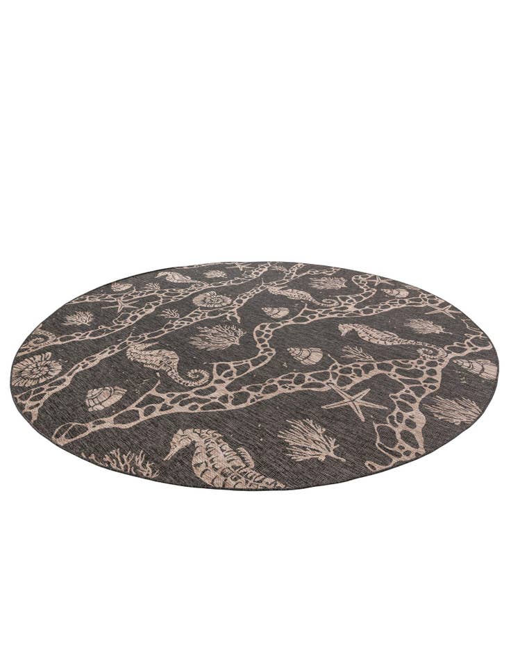 Detail image of 13' x 13'  Washable Coastal Indoor / Outdoor Round Rug
