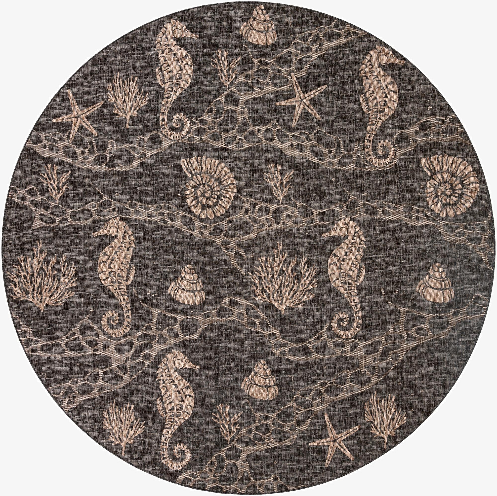 12' x 12'  Washable Coastal Indoor / Outdoor Round Rug
