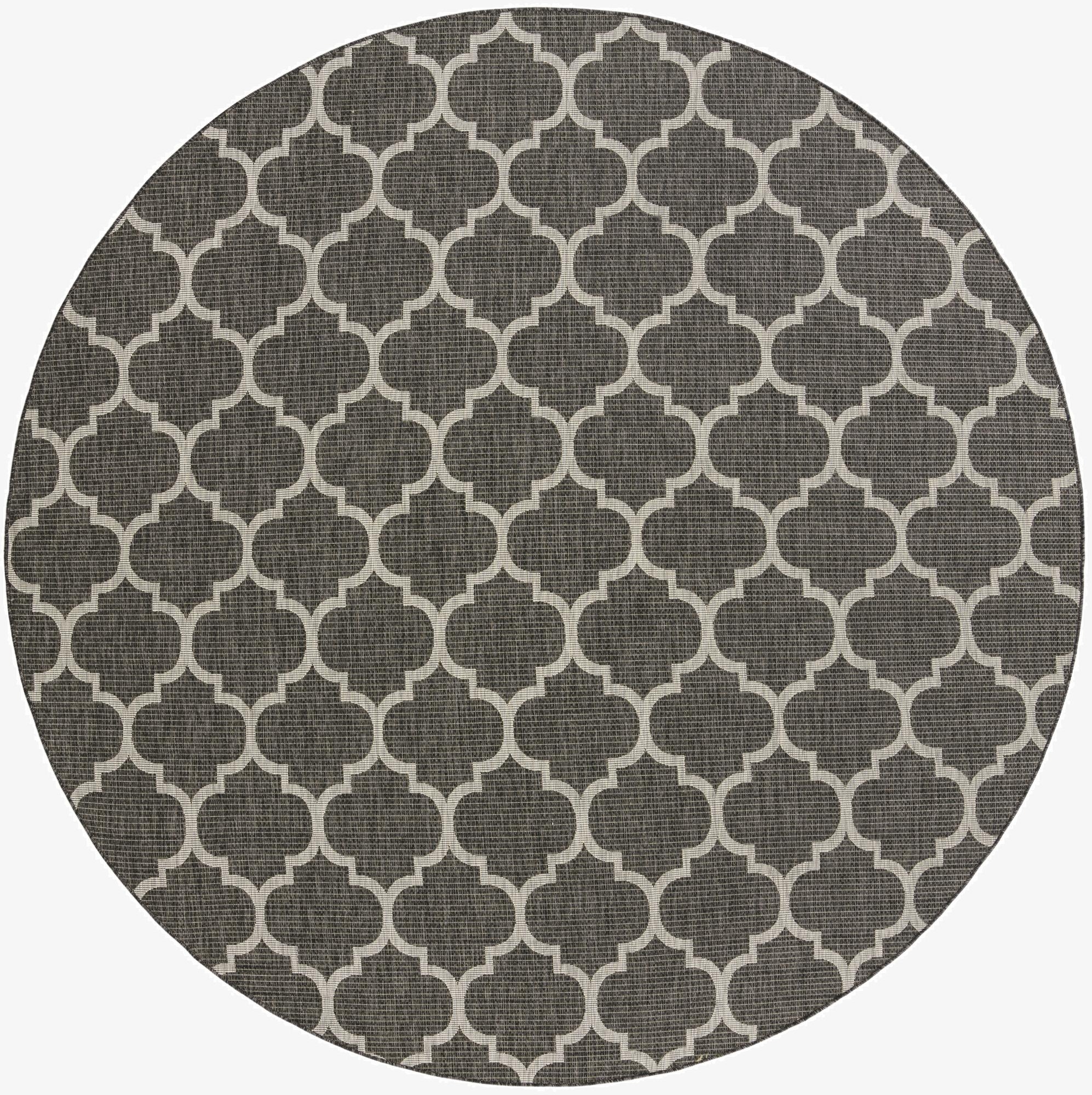 10' 8 x 10' 8 Washable Lattice Indoor / Outdoor Round Rug