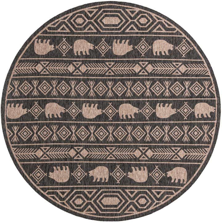 10' x 10' Easy-Clean Southwestern Indoor / Outdoor Round Rug