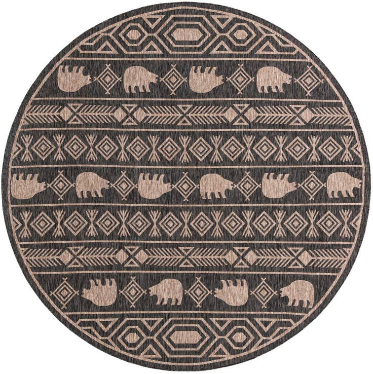 Detail image of 10' x 10' Easy-Clean Southwestern Indoor / Outdoor Round Rug