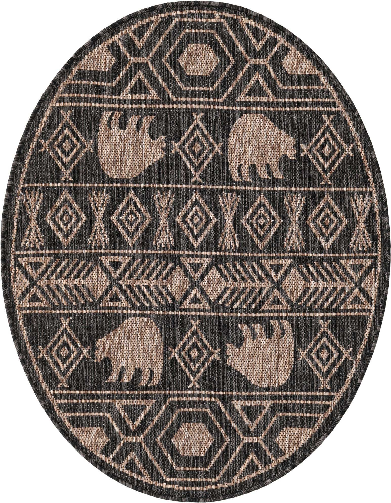 3' x 3' Easy-Clean Southwestern Indoor / Outdoor Round Rug