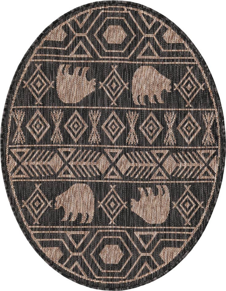 Detail image of 3' x 3' Easy-Clean Southwestern Indoor / Outdoor Round Rug