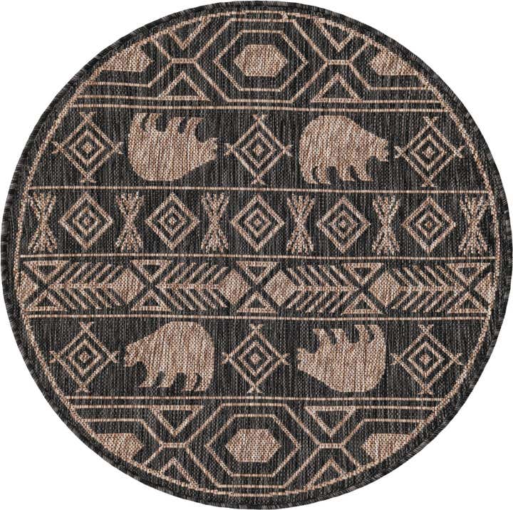 3' x 3' Easy-Clean Southwestern Indoor / Outdoor Round Rug