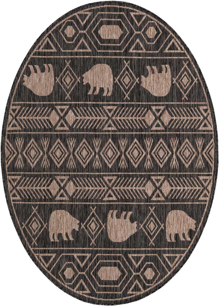 5' 3 x 5' 3 Easy-Clean Southwestern Indoor / Outdoor Round Rug