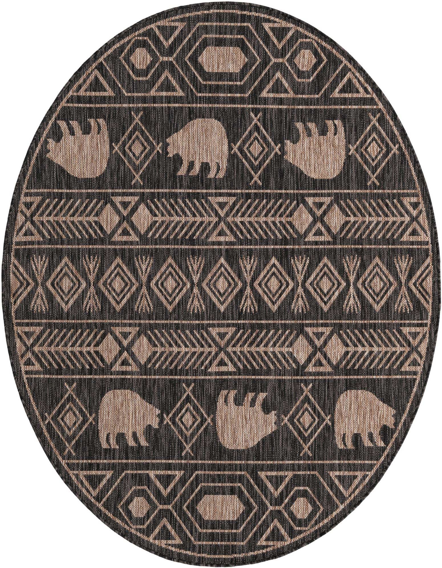 5' 3 x 5' 3 Easy-Clean Southwestern Indoor / Outdoor Round Rug