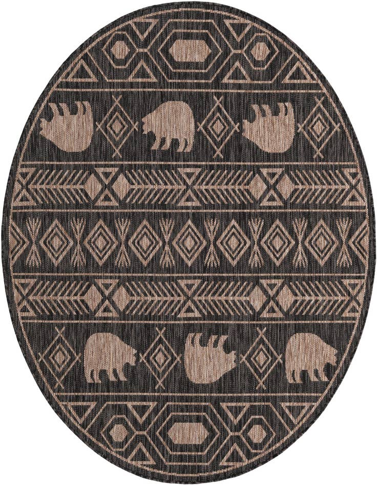Detail image of 5' 3 x 5' 3 Easy-Clean Southwestern Indoor / Outdoor Round Rug