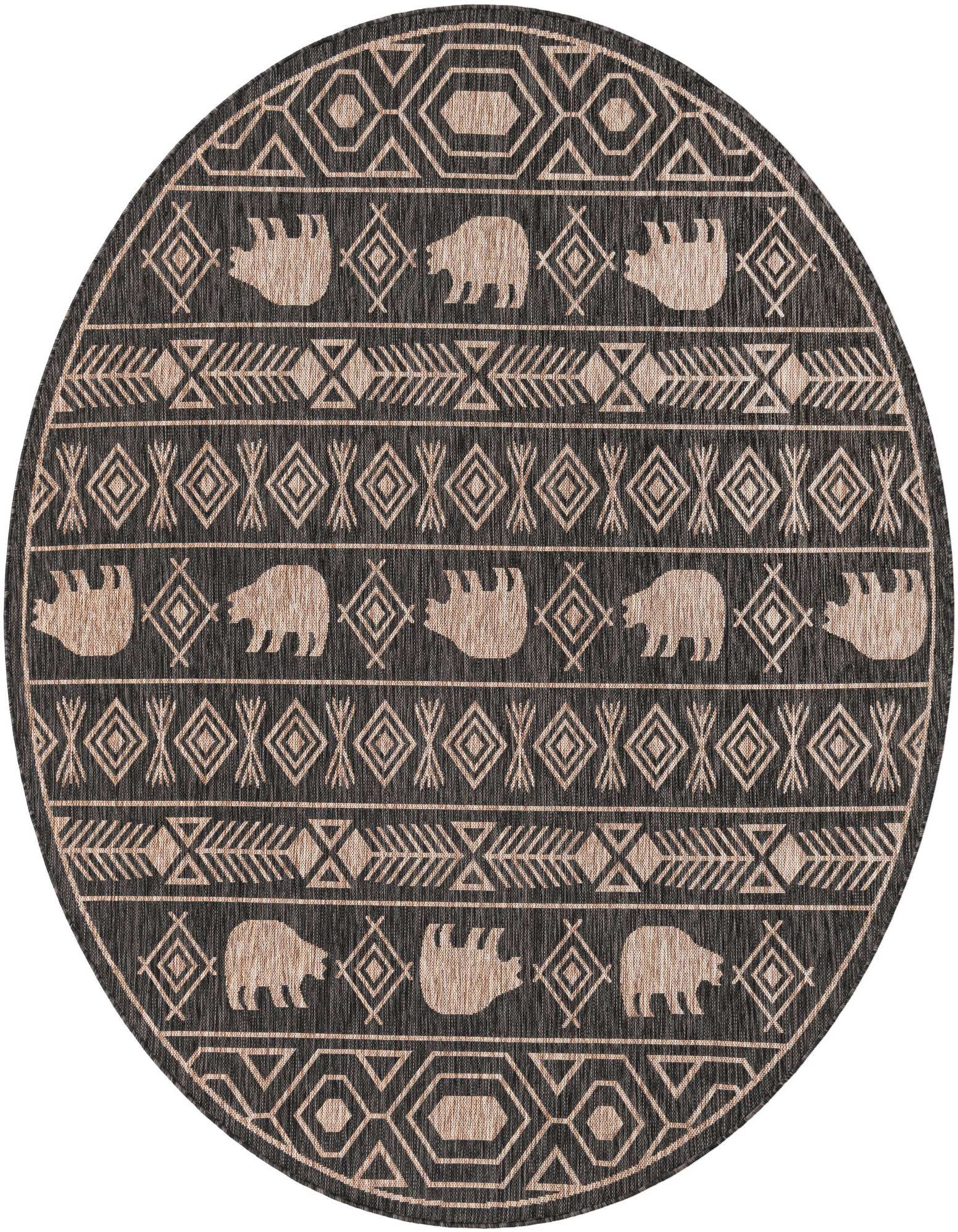7' 10 x 7' 10 Easy-Clean Southwestern Indoor / Outdoor Round Rug