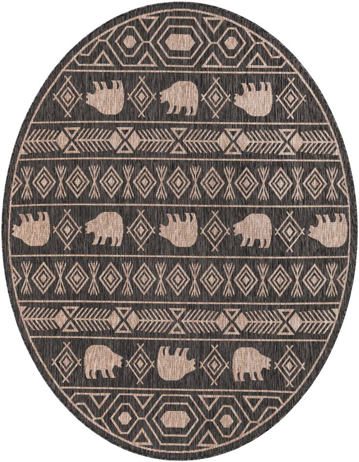 Detail image of 7' 10 x 7' 10 Easy-Clean Southwestern Indoor / Outdoor Round Rug