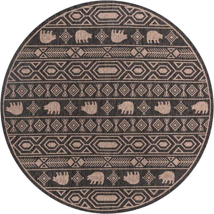 13' x 13' Easy-Clean Southwestern Indoor / Outdoor Round Rug