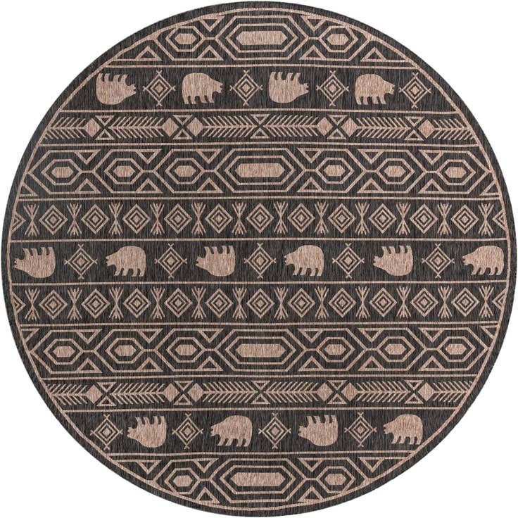 Detail image of 13' x 13' Easy-Clean Southwestern Indoor / Outdoor Round Rug