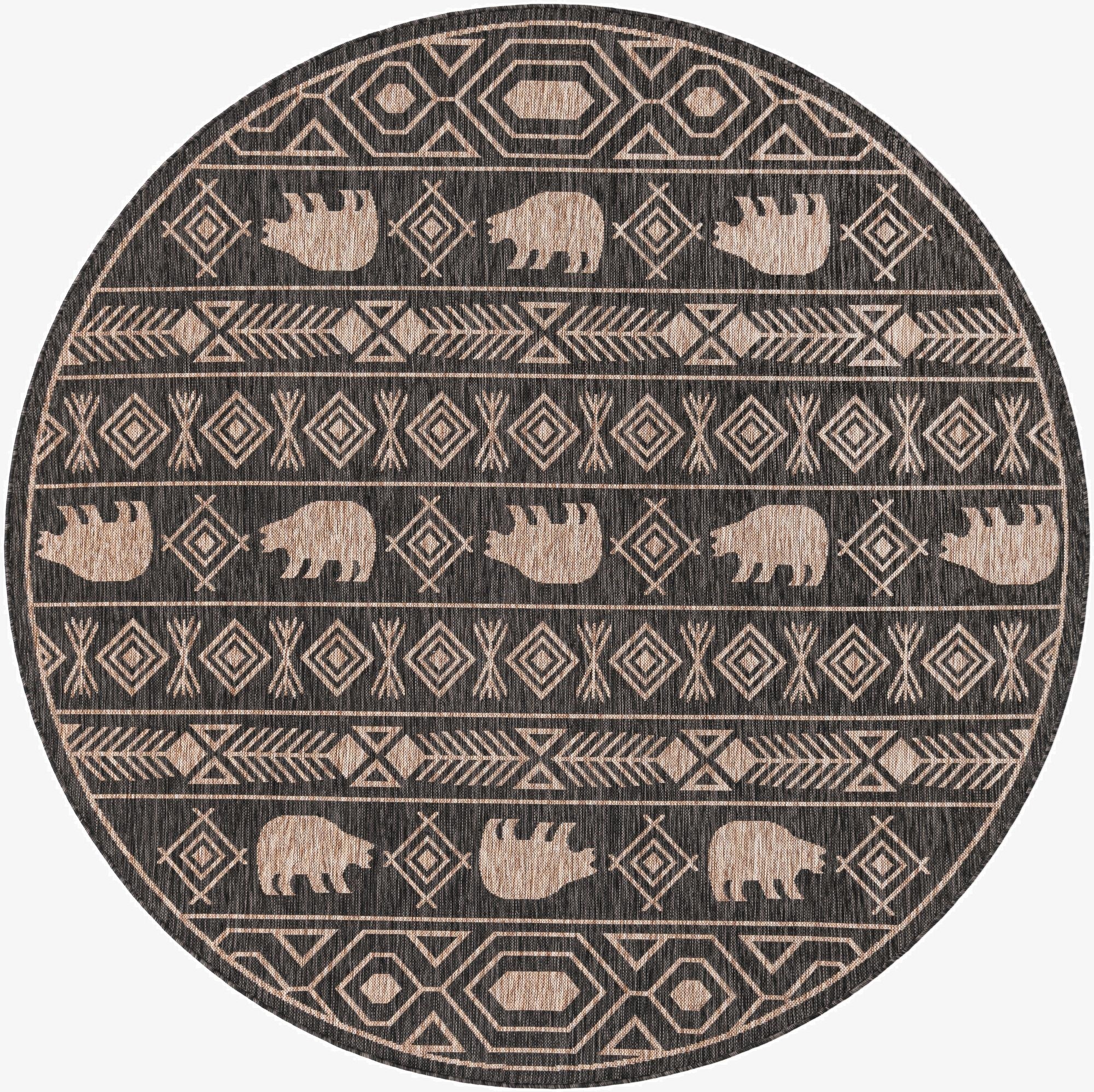 7' 10 x 7' 10  Washable Southwestern Indoor / Outdoor Round Rug