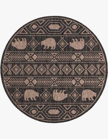 5' 3 x 5' 3 Easy-Clean Southwestern Indoor / Outdoor Round Rug