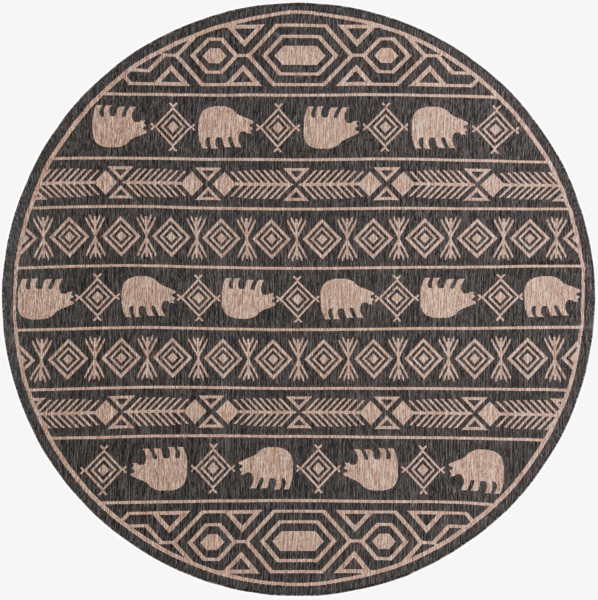 10' x 10'  Washable Southwestern Indoor / Outdoor Round Rug