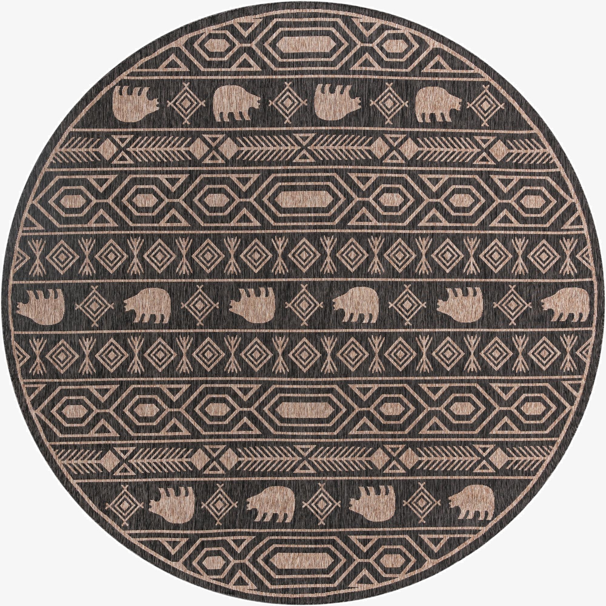 13' x 13'  Washable Southwestern Indoor / Outdoor Round Rug