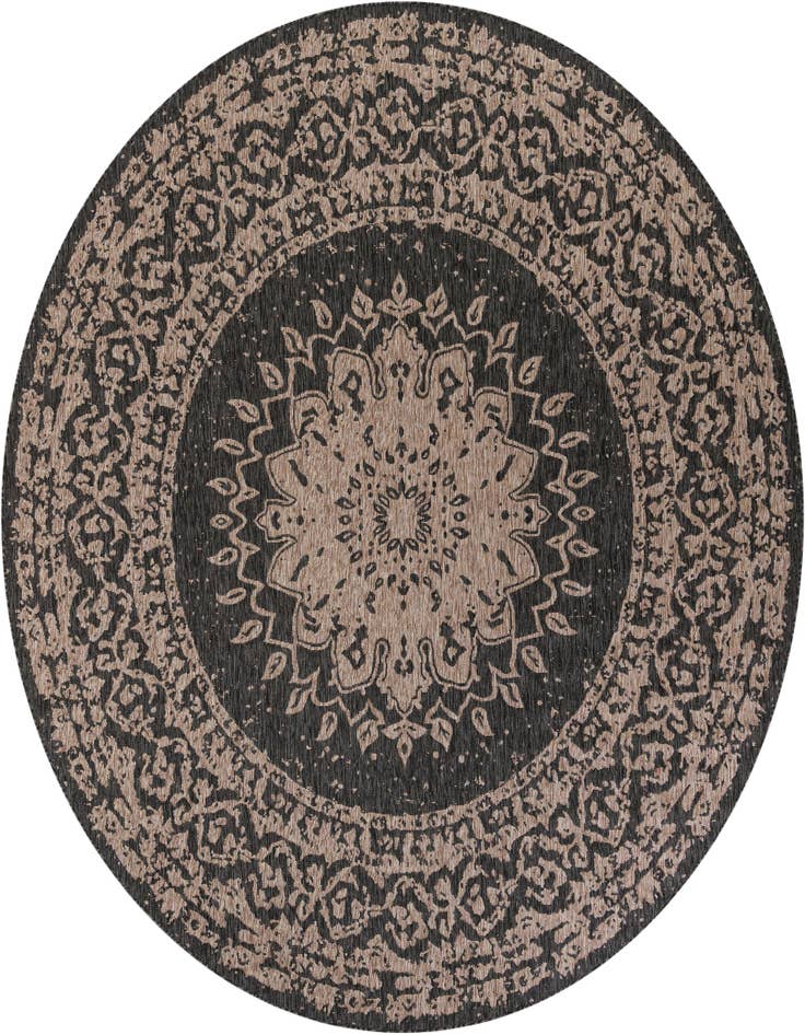 Detail image of 10' x 10' Easy-Clean Traditional Indoor / Outdoor Round Rug