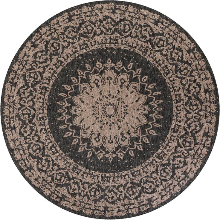 Detail image of 10' x 10' Easy-Clean Traditional Indoor / Outdoor Round Rug