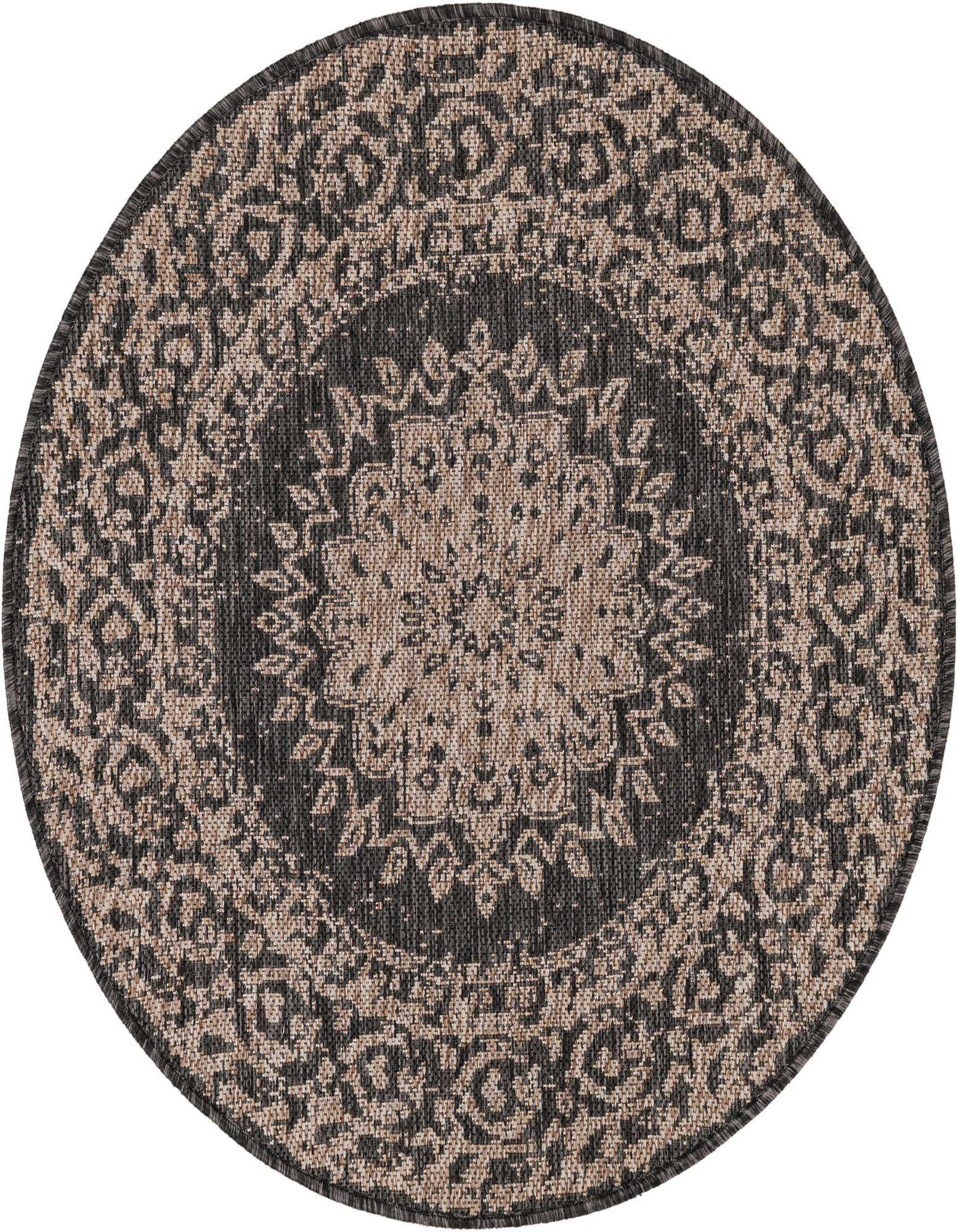 3' x 3' Easy-Clean Traditional Indoor / Outdoor Round Rug