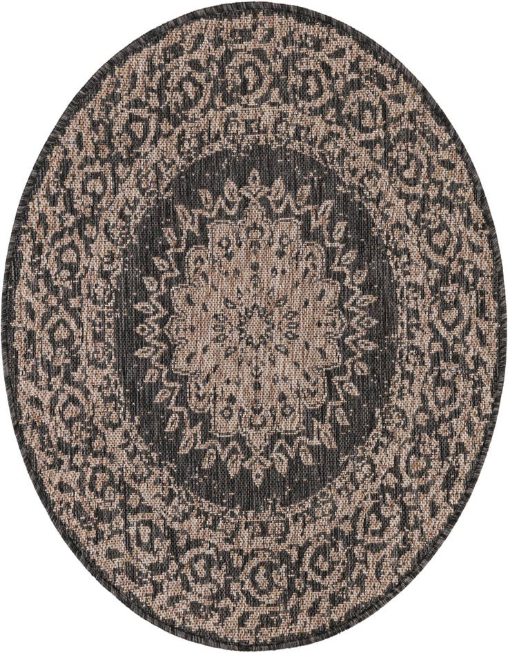 Detail image of 3' x 3' Easy-Clean Traditional Indoor / Outdoor Round Rug