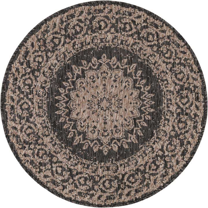 3' x 3' Easy-Clean Traditional Indoor / Outdoor Round Rug