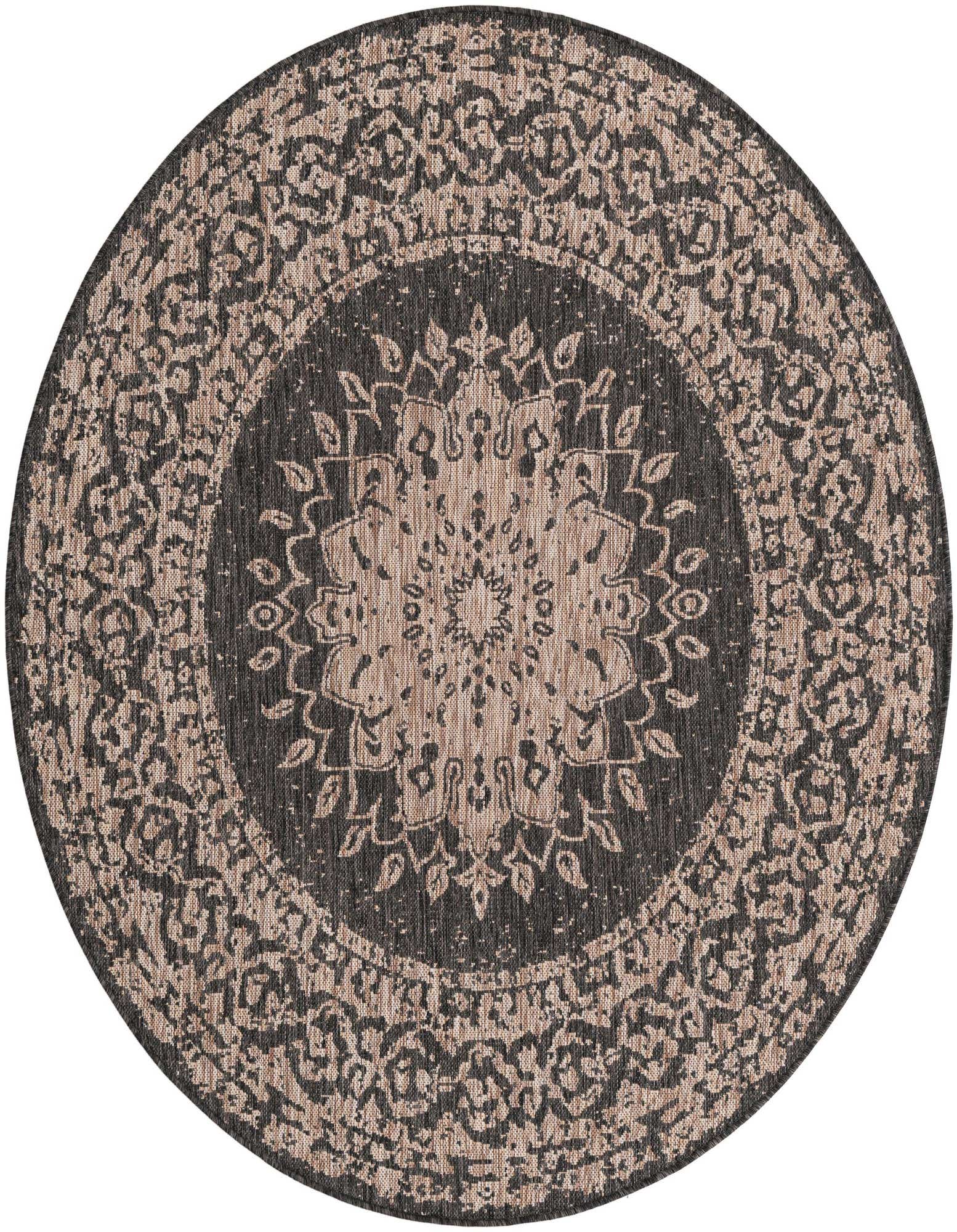 6' x 6' Easy-Clean Traditional Indoor / Outdoor Round Rug