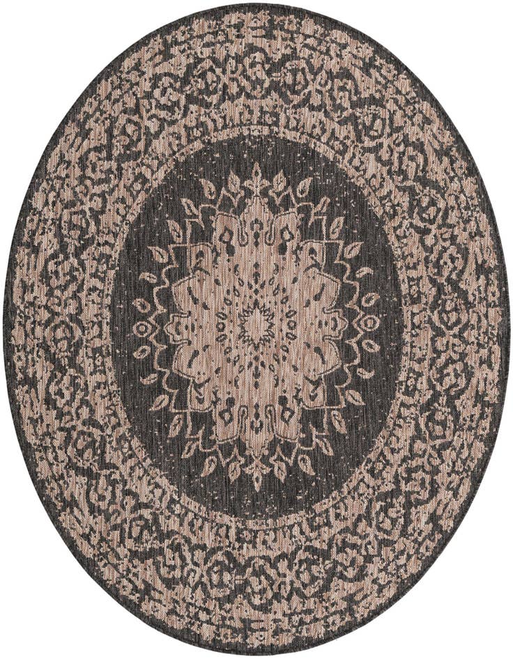 Detail image of 6' x 6' Easy-Clean Traditional Indoor / Outdoor Round Rug