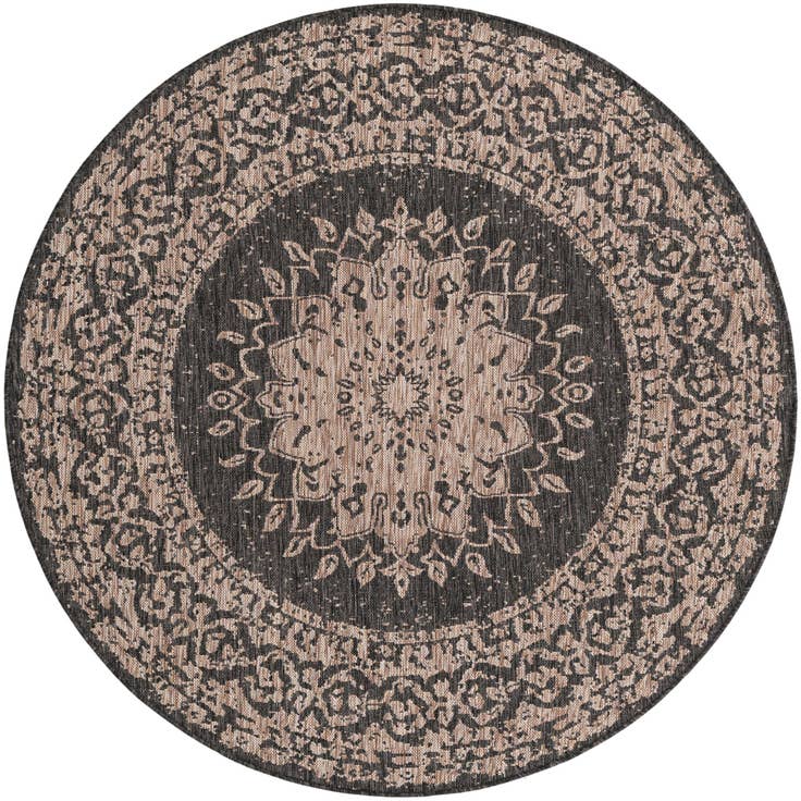 Detail image of 6' x 6' Easy-Clean Traditional Indoor / Outdoor Round Rug