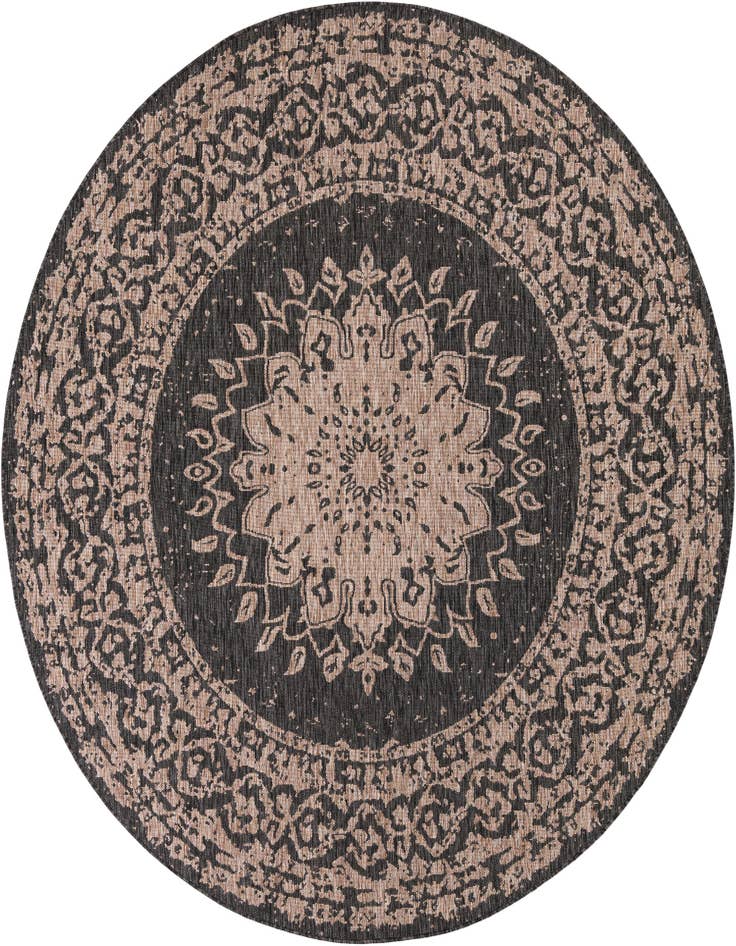 Detail image of 7' 10 x 7' 10 Easy-Clean Traditional Indoor / Outdoor Round Rug