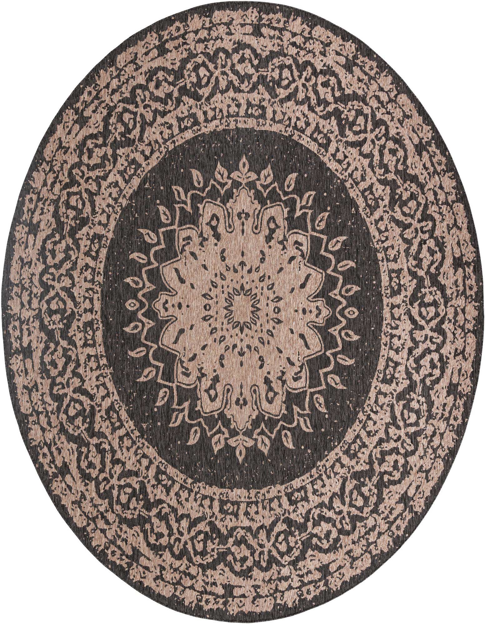 13' x 13' Easy-Clean Traditional Indoor / Outdoor Round Rug