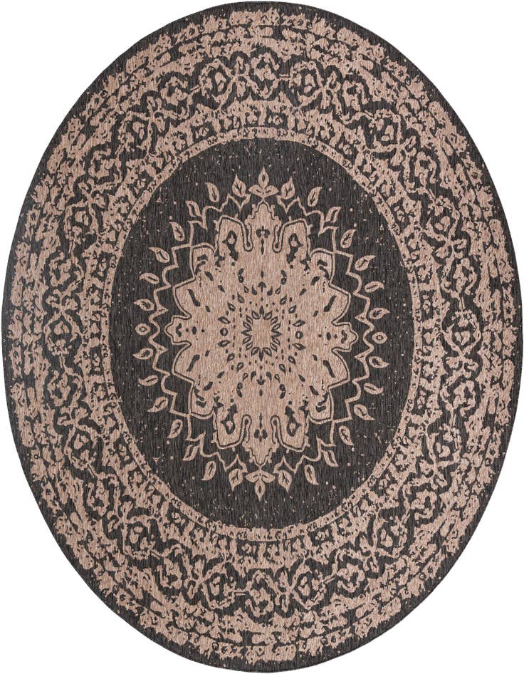 Detail image of 13' x 13' Easy-Clean Traditional Indoor / Outdoor Round Rug