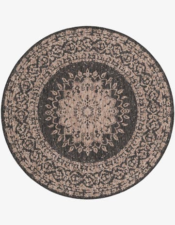 6' x 6' Easy-Clean Traditional Indoor / Outdoor Round Rug