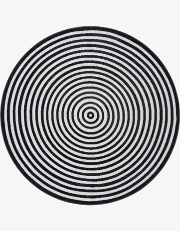 Black Easy-Clean Sabrina Soto Prescott Indoor / Outdoor Round Rug